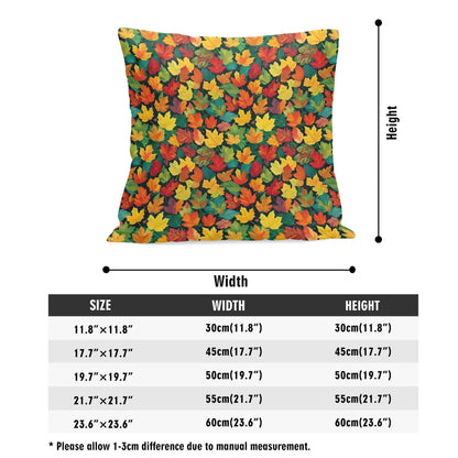 Colorful Leaves Peach Velvet 4 Pcs Square Pillow Case Covers (5 sizes) - DeRose Seasonal
