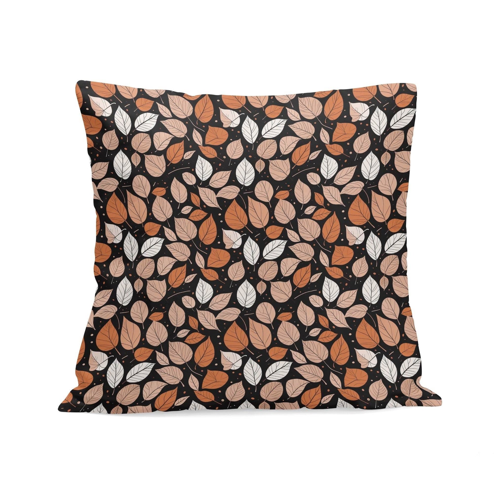 Dark Leaves Peach Velvet 4 Pcs Square Pillow Case Covers (5 sizes) - DeRose Seasonal