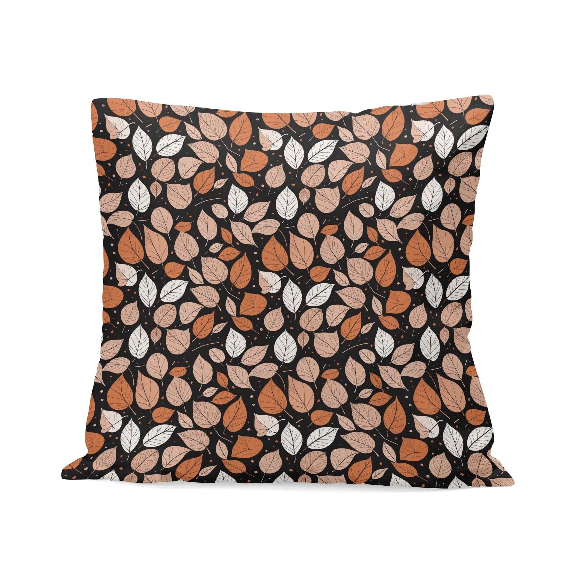 Dark Leaves Peach Velvet 4 Pcs Square Pillow Case Covers (5 sizes) - DeRose Seasonal
