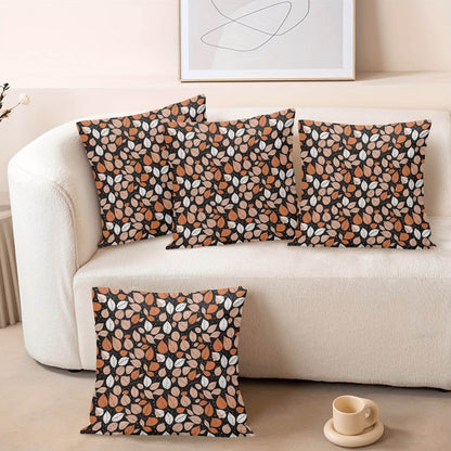 Dark Leaves Peach Velvet 4 Pcs Square Pillow Case Covers (5 sizes) - DeRose Seasonal