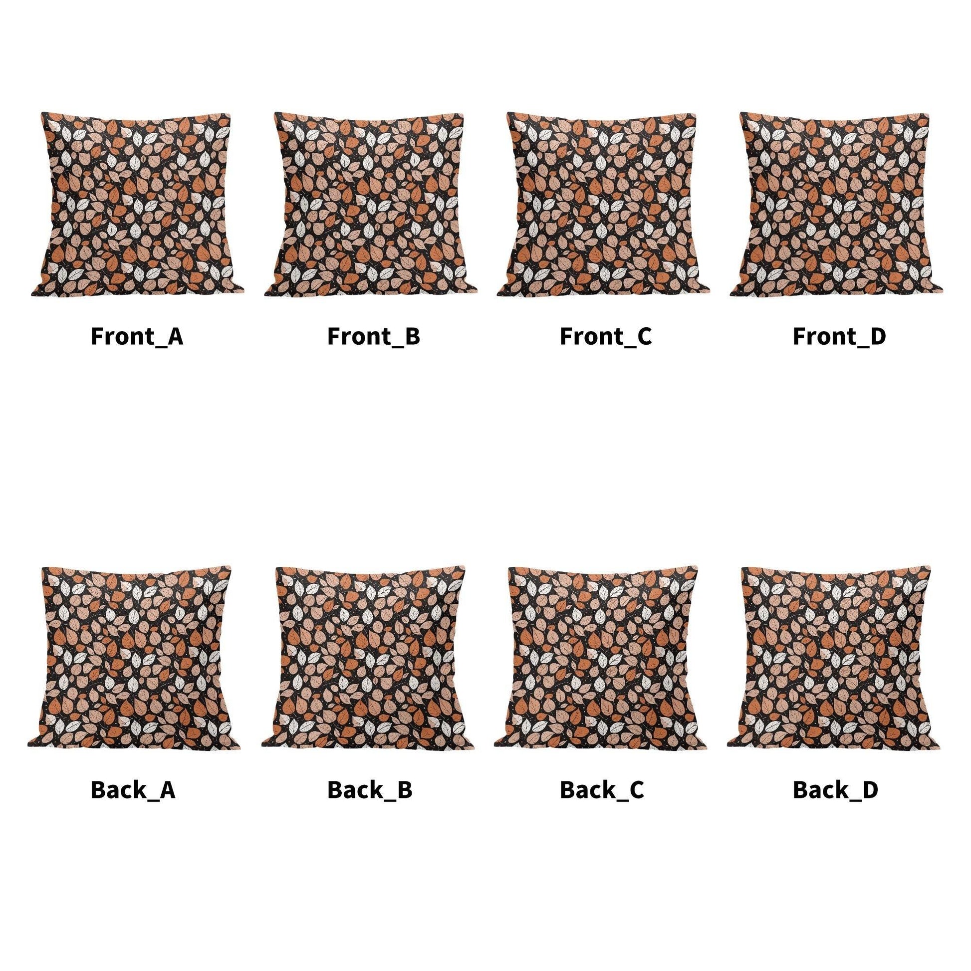 Dark Leaves Peach Velvet 4 Pcs Square Pillow Case Covers (5 sizes) - DeRose Seasonal