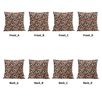 Dark Leaves Peach Velvet 4 Pcs Square Pillow Case Covers (5 sizes) - DeRose Seasonal