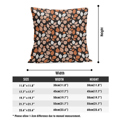 Dark Leaves Peach Velvet 4 Pcs Square Pillow Case Covers (5 sizes) - DeRose Seasonal