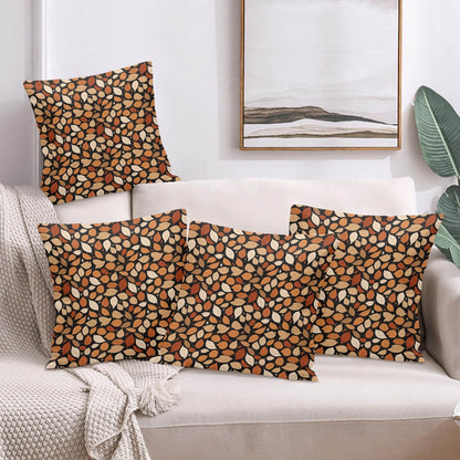 Red Leaves Peach Velvet 4 Pcs Square Pillow Case Covers (5 sizes) - DeRose Seasonal