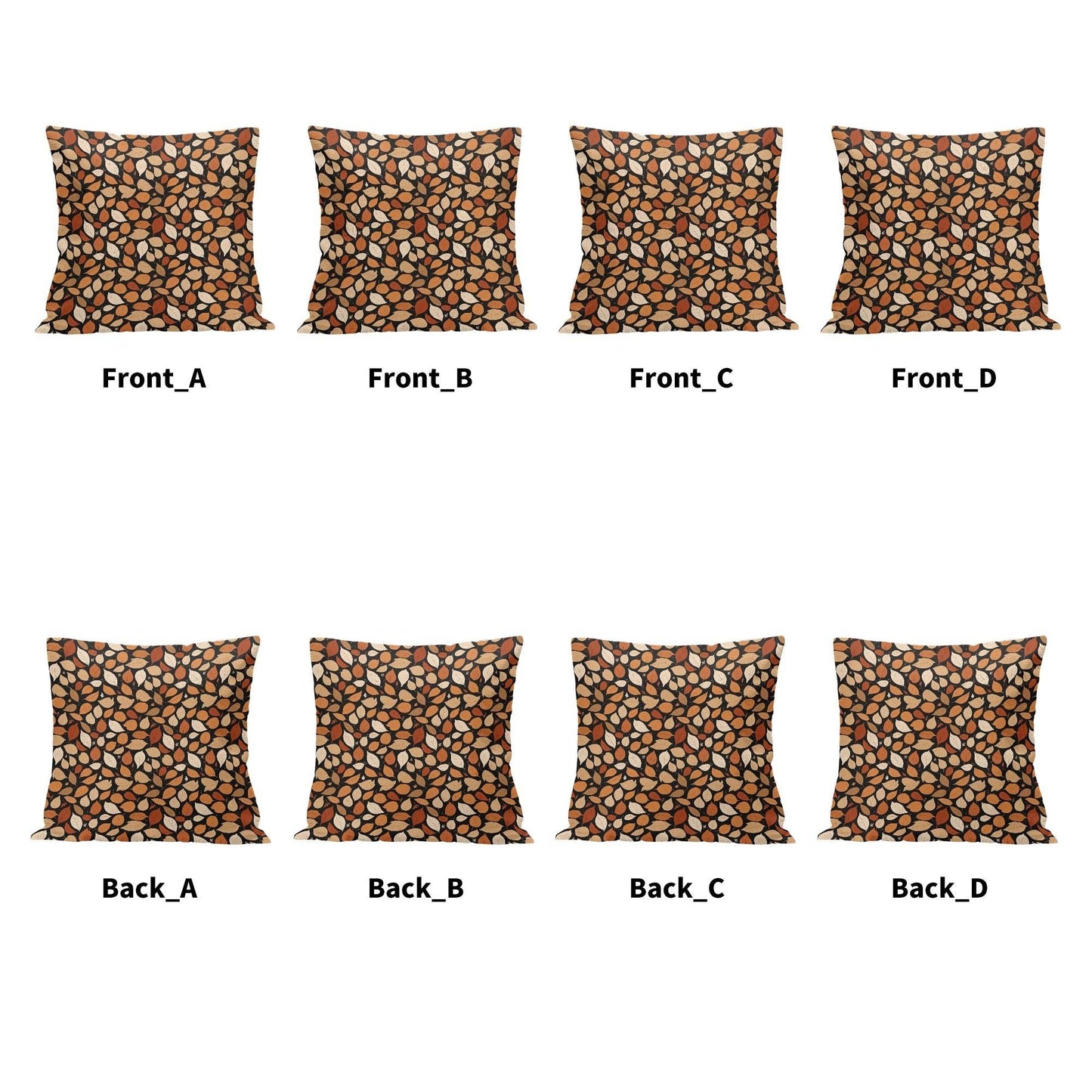 Red Leaves Peach Velvet 4 Pcs Square Pillow Case Covers (5 sizes) - DeRose Seasonal