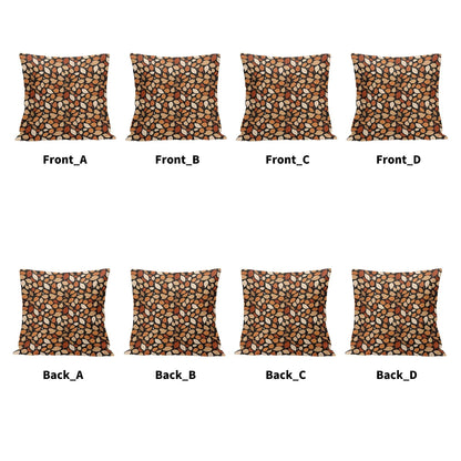 Red Leaves Peach Velvet 4 Pcs Square Pillow Case Covers (5 sizes) - DeRose Seasonal
