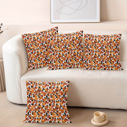 Red Autumn Peach Velvet 4 Pcs Square Pillow Case Covers (5 sizes) - DeRose Seasonal