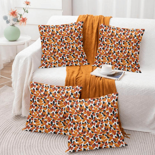 Red Autumn Peach Velvet 4 Pcs Square Pillow Case Covers (5 sizes) - DeRose Seasonal