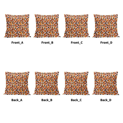 Red Autumn Peach Velvet 4 Pcs Square Pillow Case Covers (5 sizes) - DeRose Seasonal