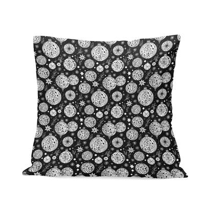 Black and White Ornament Peach Velvet 4 Pcs Square Pillow Case Covers (5 sizes) - DeRose Seasonal