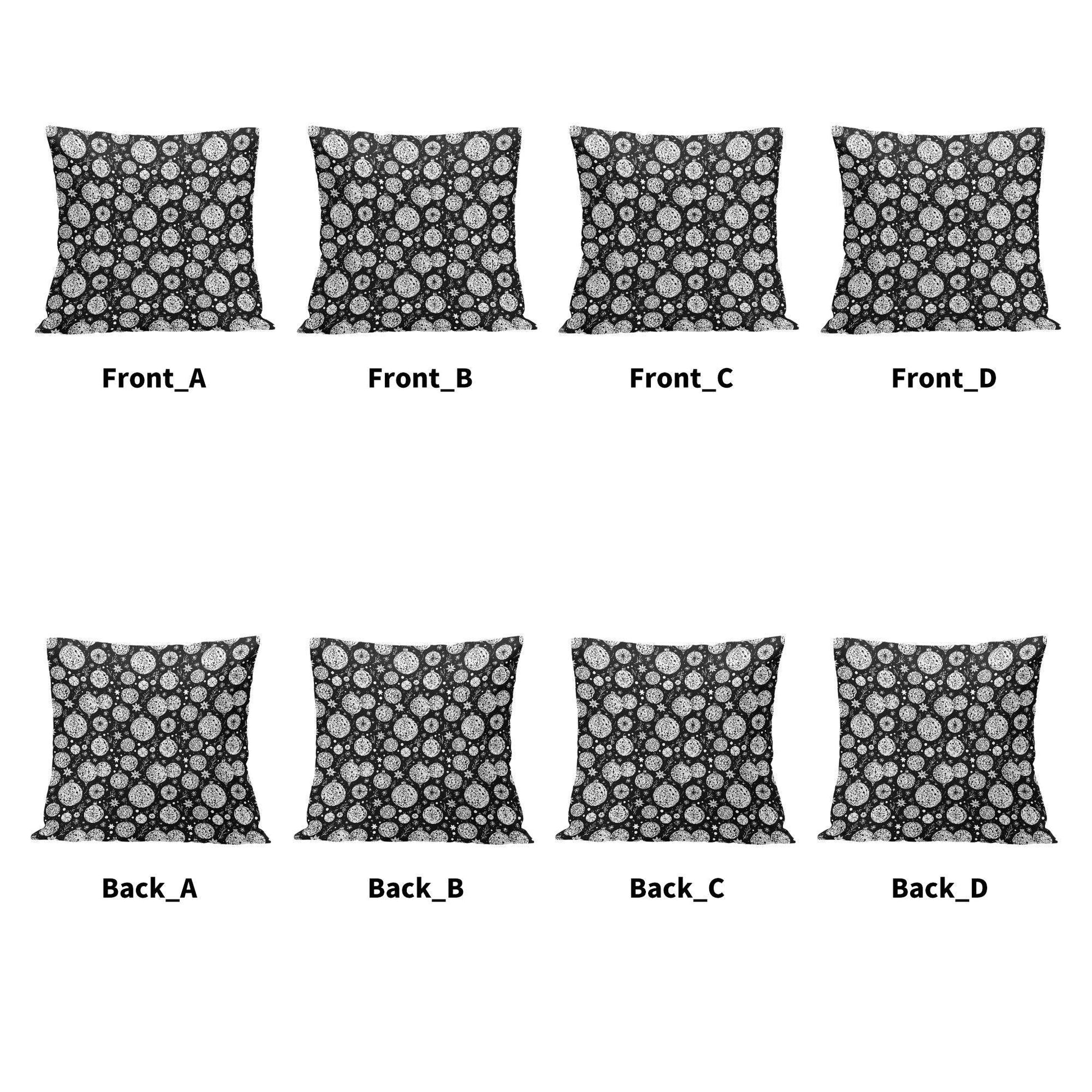 Black and White Ornament Peach Velvet 4 Pcs Square Pillow Case Covers (5 sizes) - DeRose Seasonal