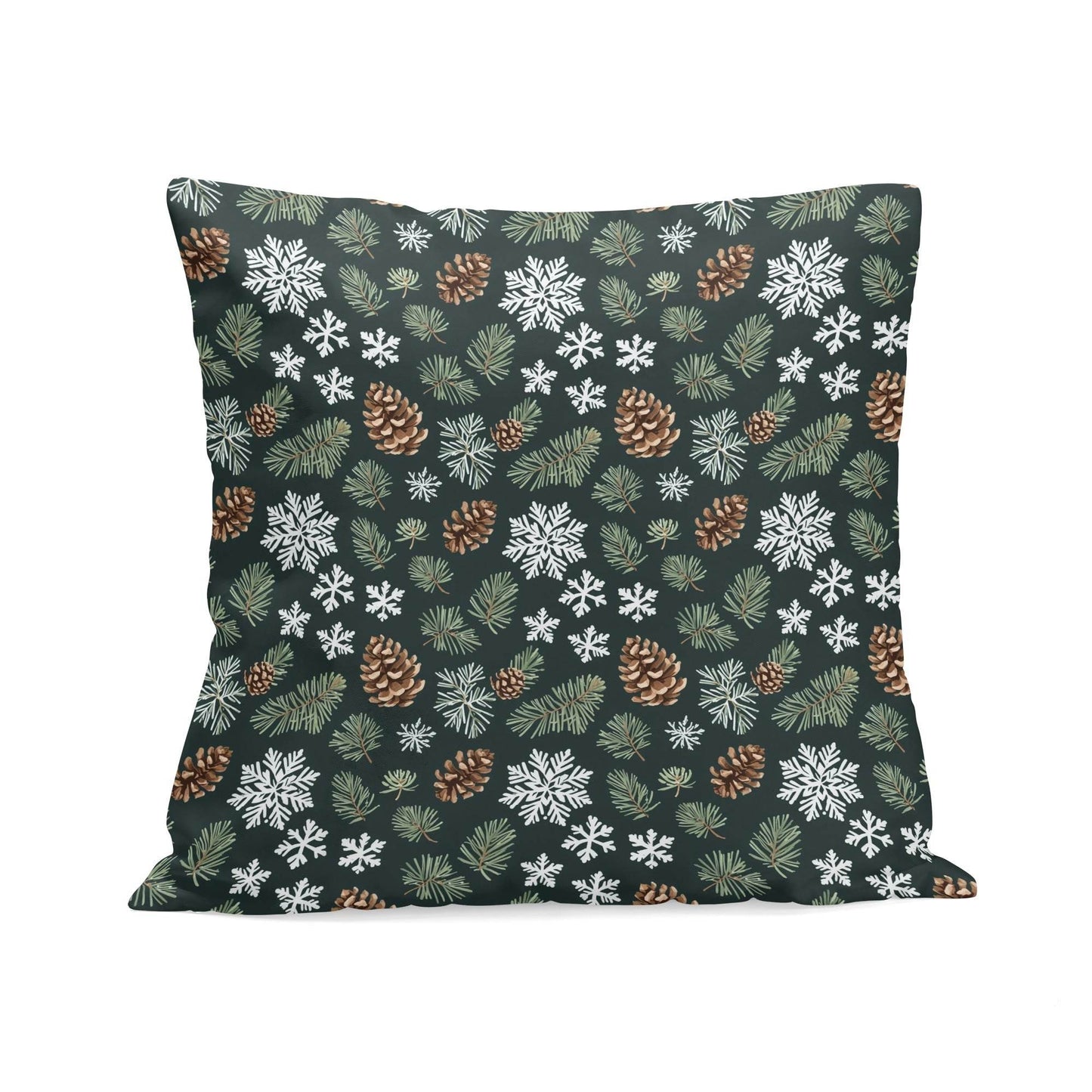 Snowflake Pine Peach Velvet 4 Pcs Square Pillow Case Covers (5 sizes) - DeRose Seasonal