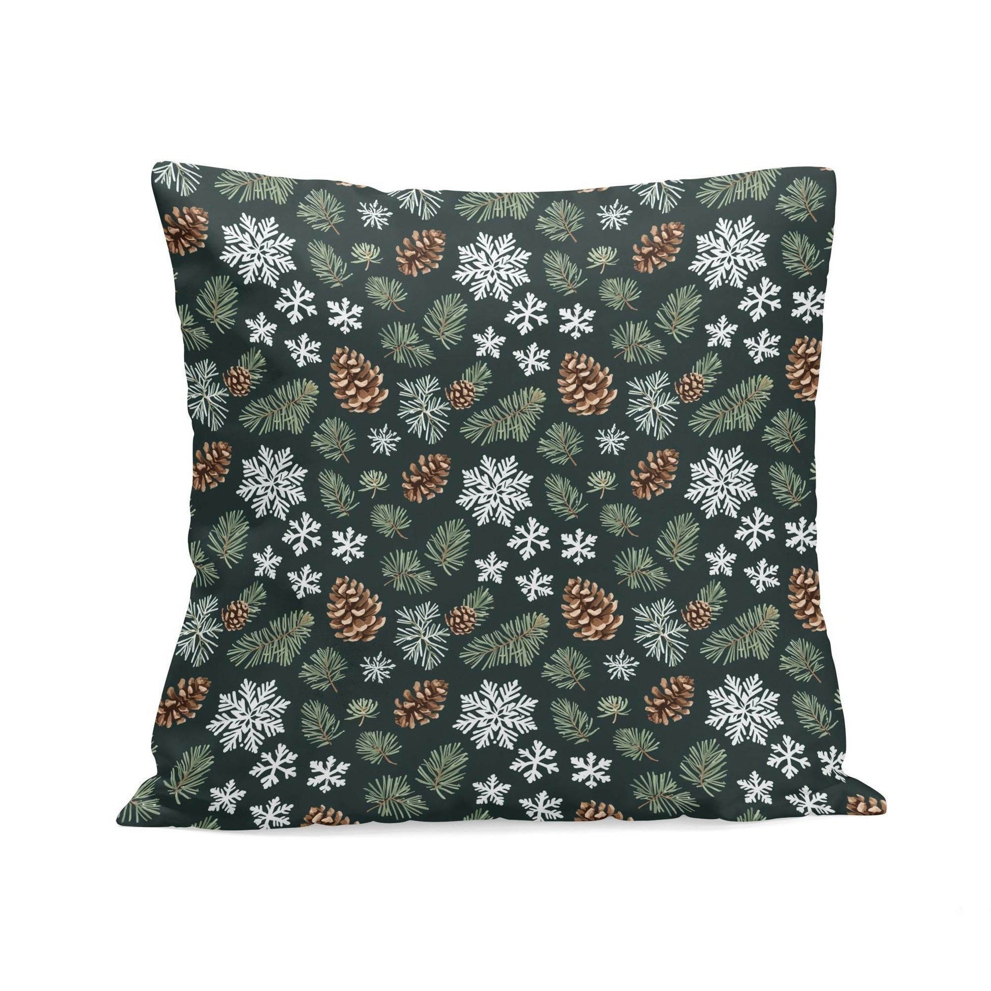 Snowflake Pine Peach Velvet 4 Pcs Square Pillow Case Covers (5 sizes) - DeRose Seasonal