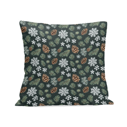 Snowflake Pine Peach Velvet 4 Pcs Square Pillow Case Covers (5 sizes) - DeRose Seasonal