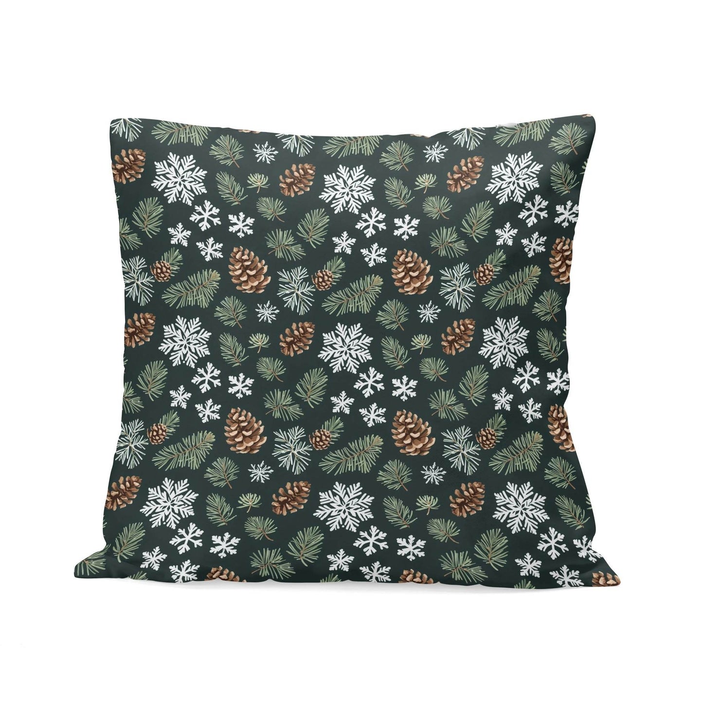 Snowflake Pine Peach Velvet 4 Pcs Square Pillow Case Covers (5 sizes) - DeRose Seasonal