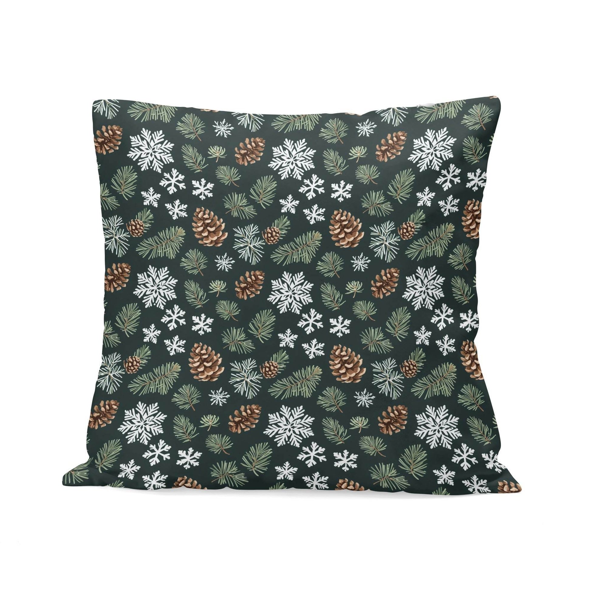 Snowflake Pine Peach Velvet 4 Pcs Square Pillow Case Covers (5 sizes) - DeRose Seasonal