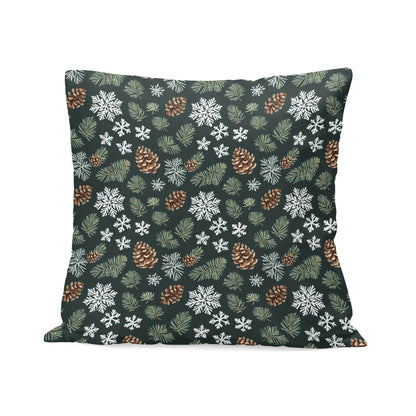 Snowflake Pine Peach Velvet 4 Pcs Square Pillow Case Covers (5 sizes) - DeRose Seasonal