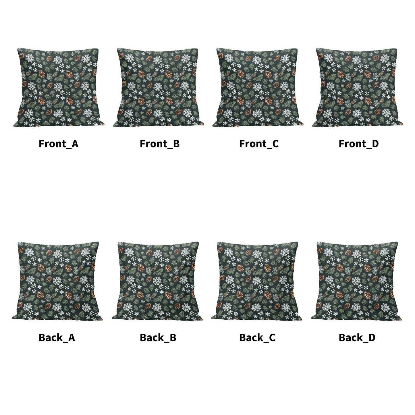 Snowflake Pine Peach Velvet 4 Pcs Square Pillow Case Covers (5 sizes) - DeRose Seasonal