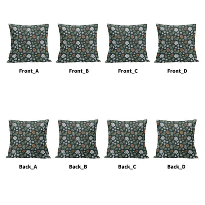 Snowflake Pine Peach Velvet 4 Pcs Square Pillow Case Covers (5 sizes) - DeRose Seasonal