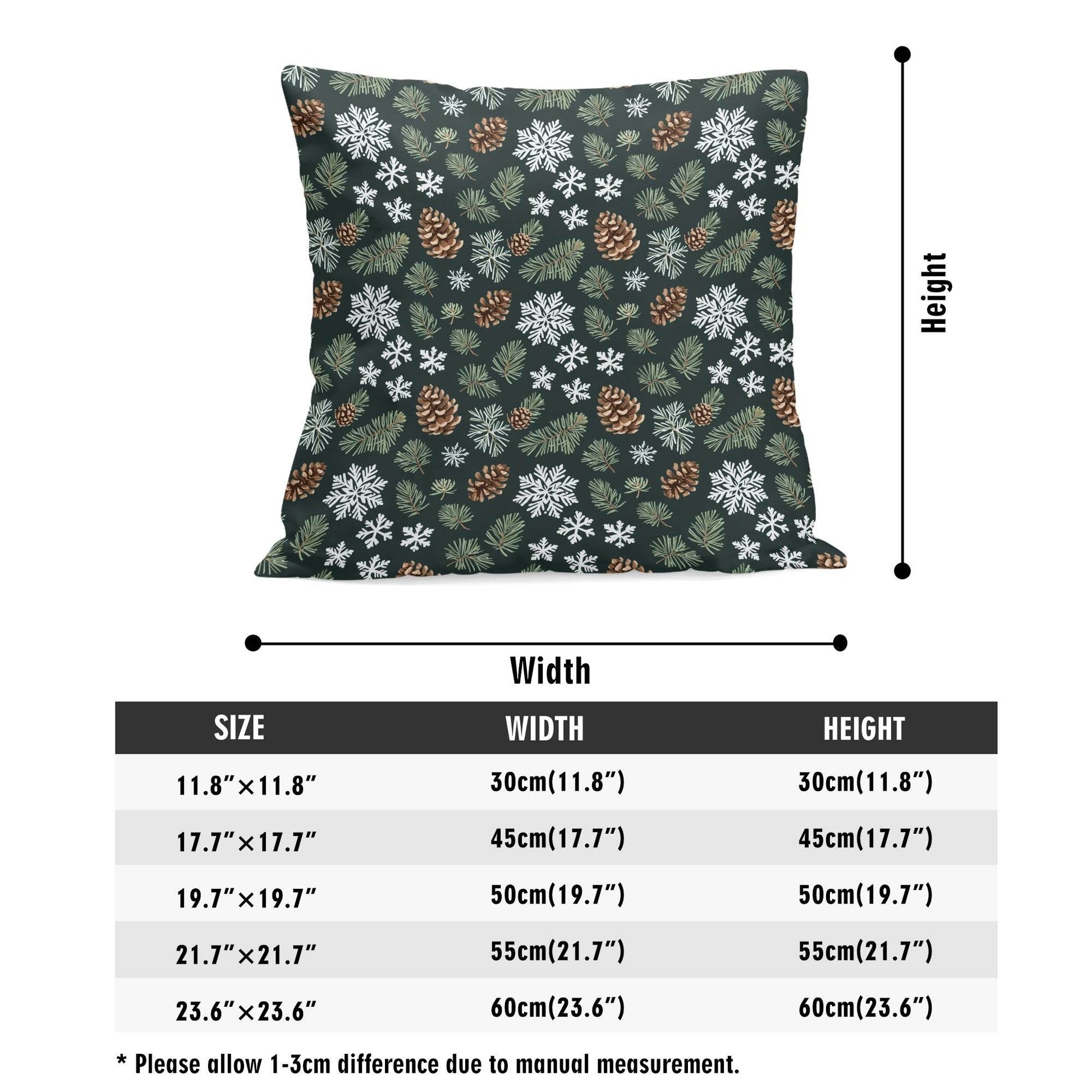 Snowflake Pine Peach Velvet 4 Pcs Square Pillow Case Covers (5 sizes) - DeRose Seasonal