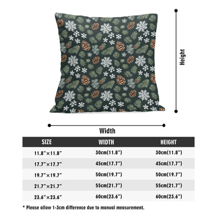 Snowflake Pine Peach Velvet 4 Pcs Square Pillow Case Covers (5 sizes) - DeRose Seasonal