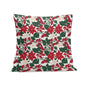 Red and White Poinsettia Peach Velvet 4 Pcs Square Pillow Case Covers (5 sizes) - DeRose Seasonal