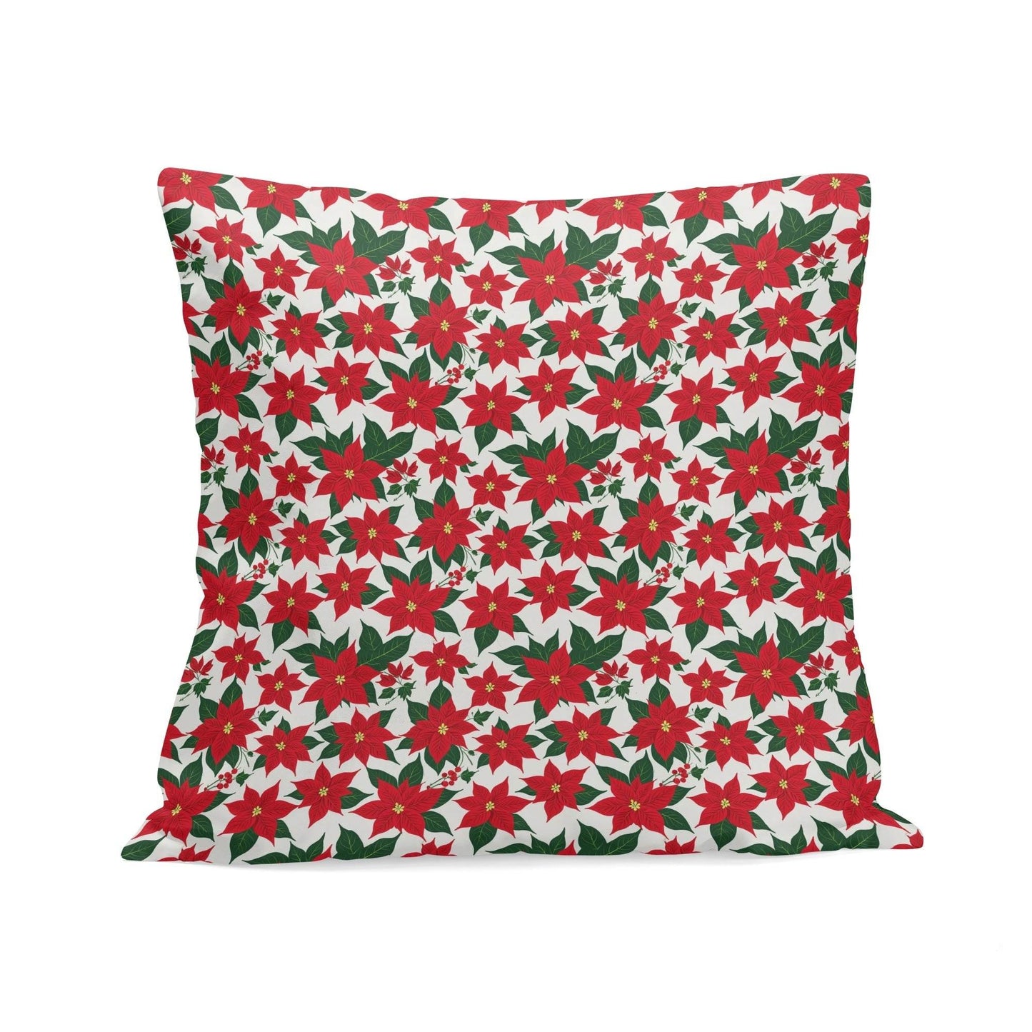 Poinsettia Floral Peach Velvet 4 Pcs Square Pillow Case Covers (5 sizes) - DeRose Seasonal