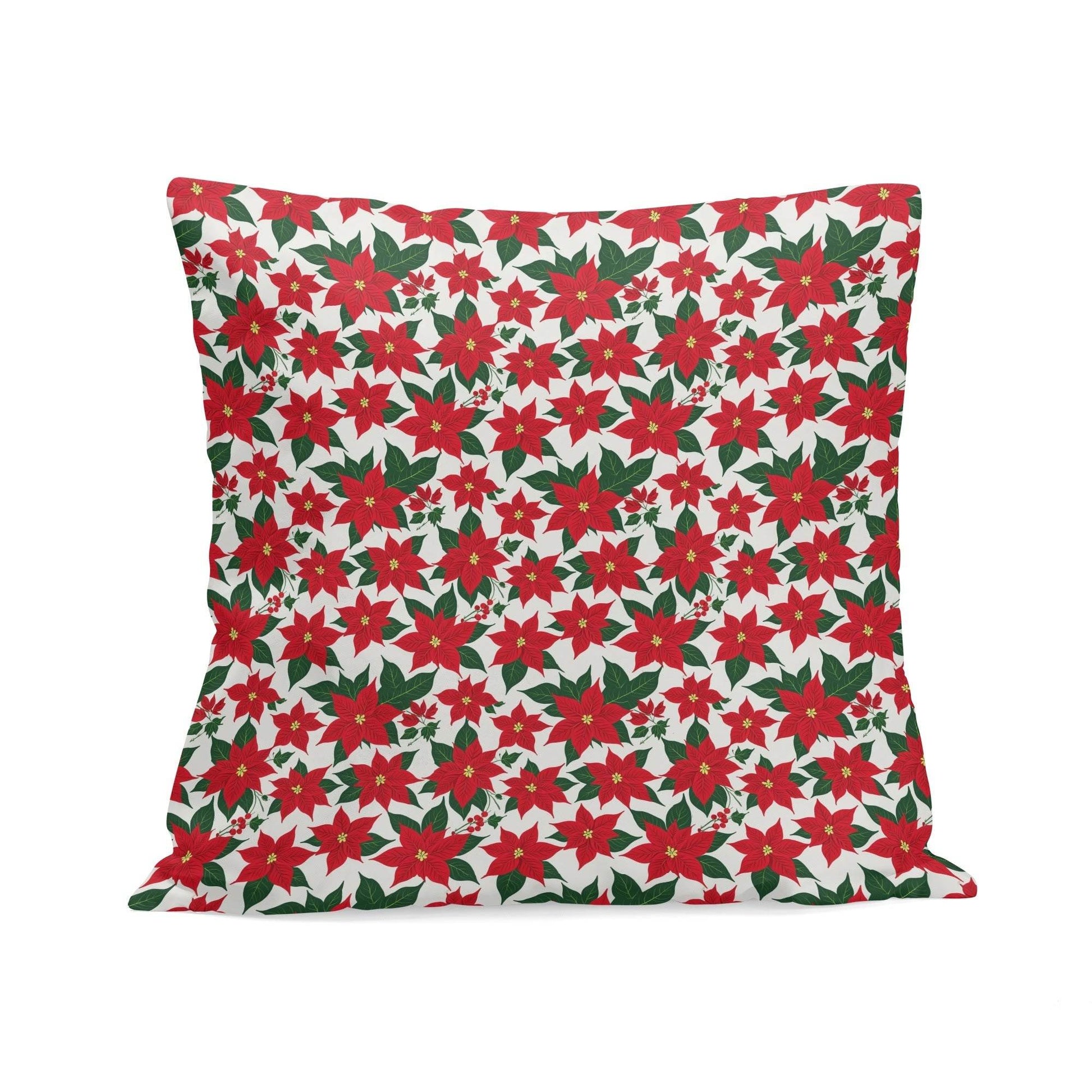 Poinsettia Floral Peach Velvet 4 Pcs Square Pillow Case Covers (5 sizes) - DeRose Seasonal
