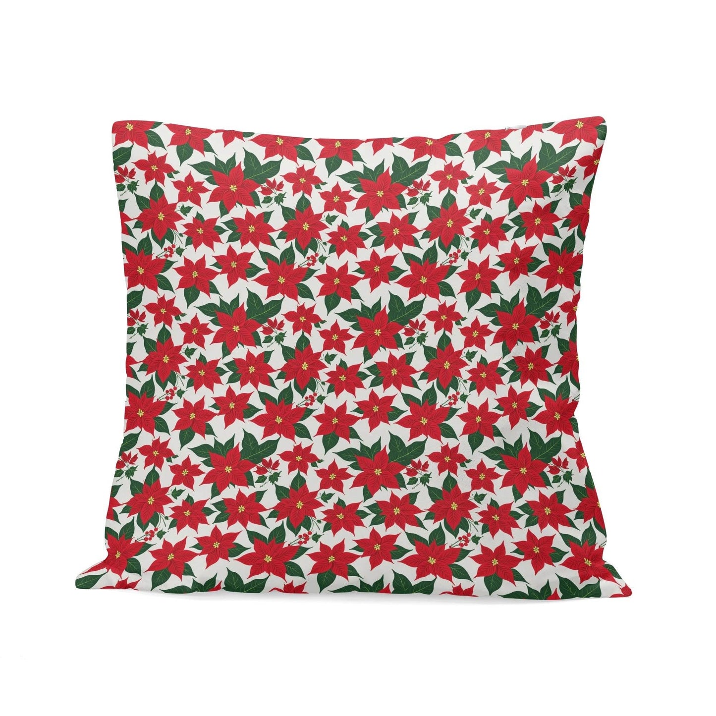 Poinsettia Floral Peach Velvet 4 Pcs Square Pillow Case Covers (5 sizes) - DeRose Seasonal