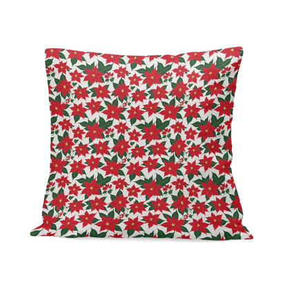 Poinsettia Floral Peach Velvet 4 Pcs Square Pillow Case Covers (5 sizes) - DeRose Seasonal