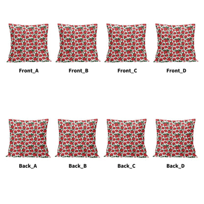 Poinsettia Floral Peach Velvet 4 Pcs Square Pillow Case Covers (5 sizes) - DeRose Seasonal