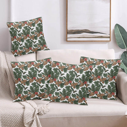 Holly Pine Peach Velvet 4 Pcs Square Pillow Case Covers (5 sizes) - DeRose Seasonal
