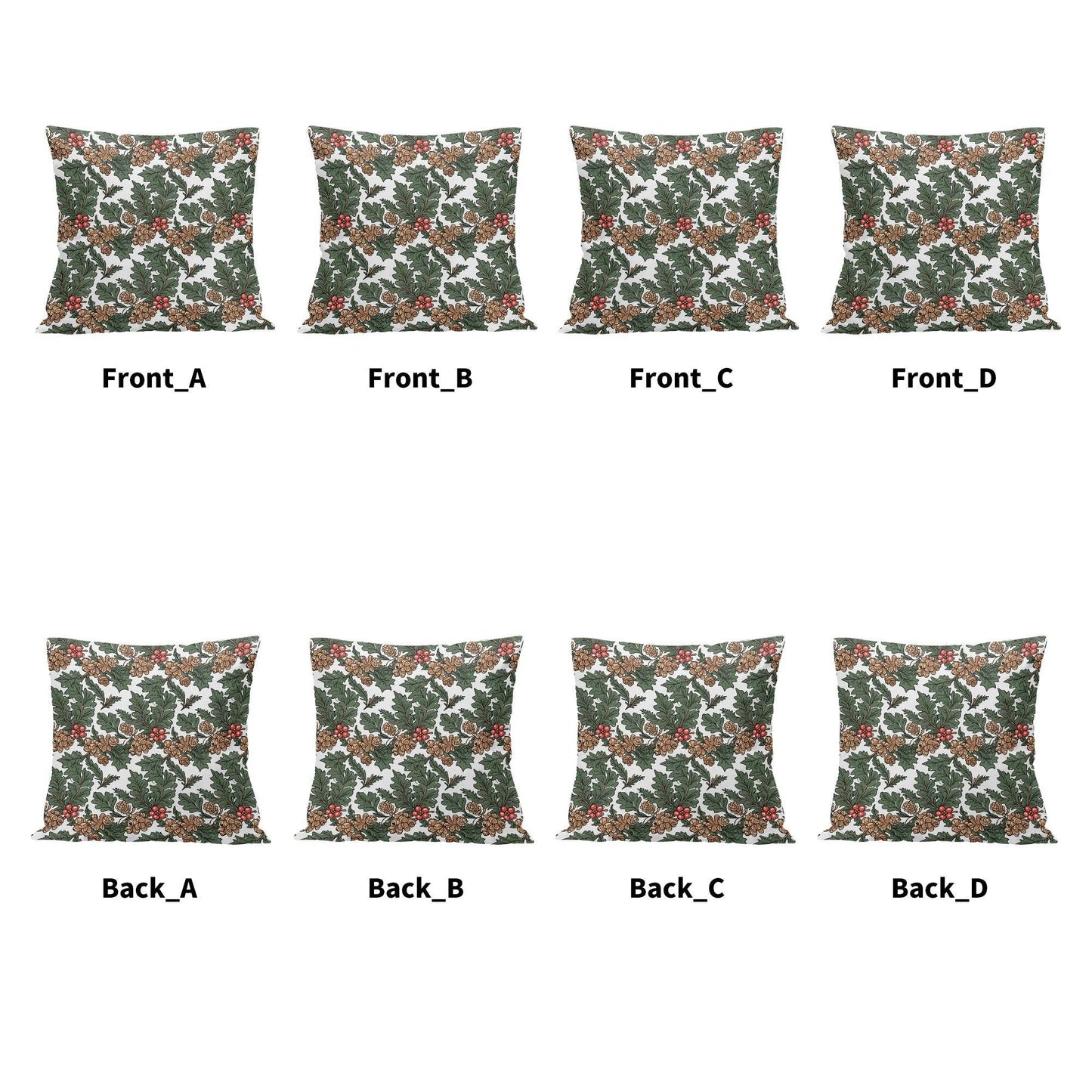 Holly Pine Peach Velvet 4 Pcs Square Pillow Case Covers (5 sizes) - DeRose Seasonal
