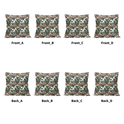 Holly Pine Peach Velvet 4 Pcs Square Pillow Case Covers (5 sizes) - DeRose Seasonal