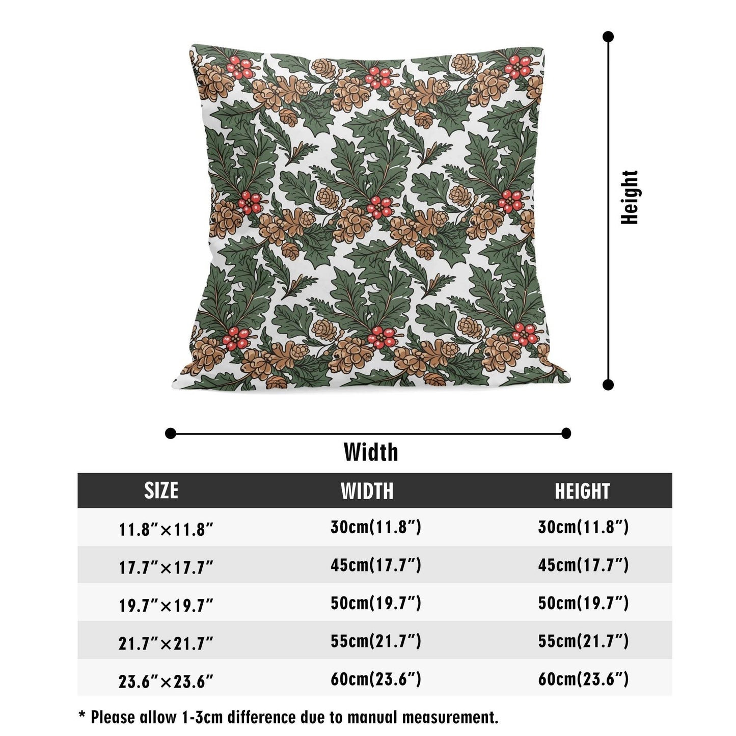 Holly Pine Peach Velvet 4 Pcs Square Pillow Case Covers (5 sizes) - DeRose Seasonal