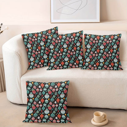 Big Ornaments Peach Velvet 4 Pcs Square Pillow Case Covers (5 sizes) - DeRose Seasonal