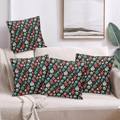 Big Ornaments Peach Velvet 4 Pcs Square Pillow Case Covers (5 sizes) - DeRose Seasonal