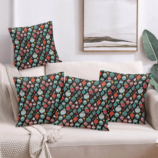 Big Ornaments Peach Velvet 4 Pcs Square Pillow Case Covers (5 sizes) - DeRose Seasonal