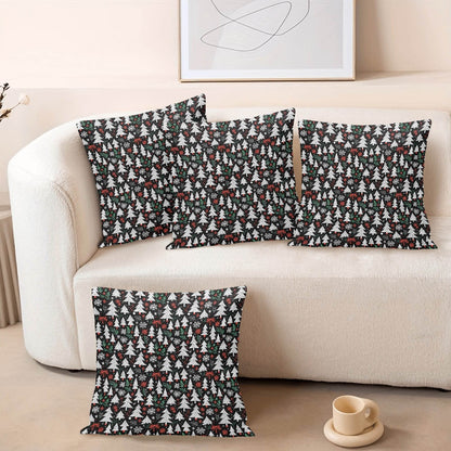 Christmas Trees Peach Velvet 4 Pcs Square Pillow Case Covers (5 sizes) - DeRose Seasonal