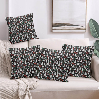 Christmas Trees Peach Velvet 4 Pcs Square Pillow Case Covers (5 sizes) - DeRose Seasonal