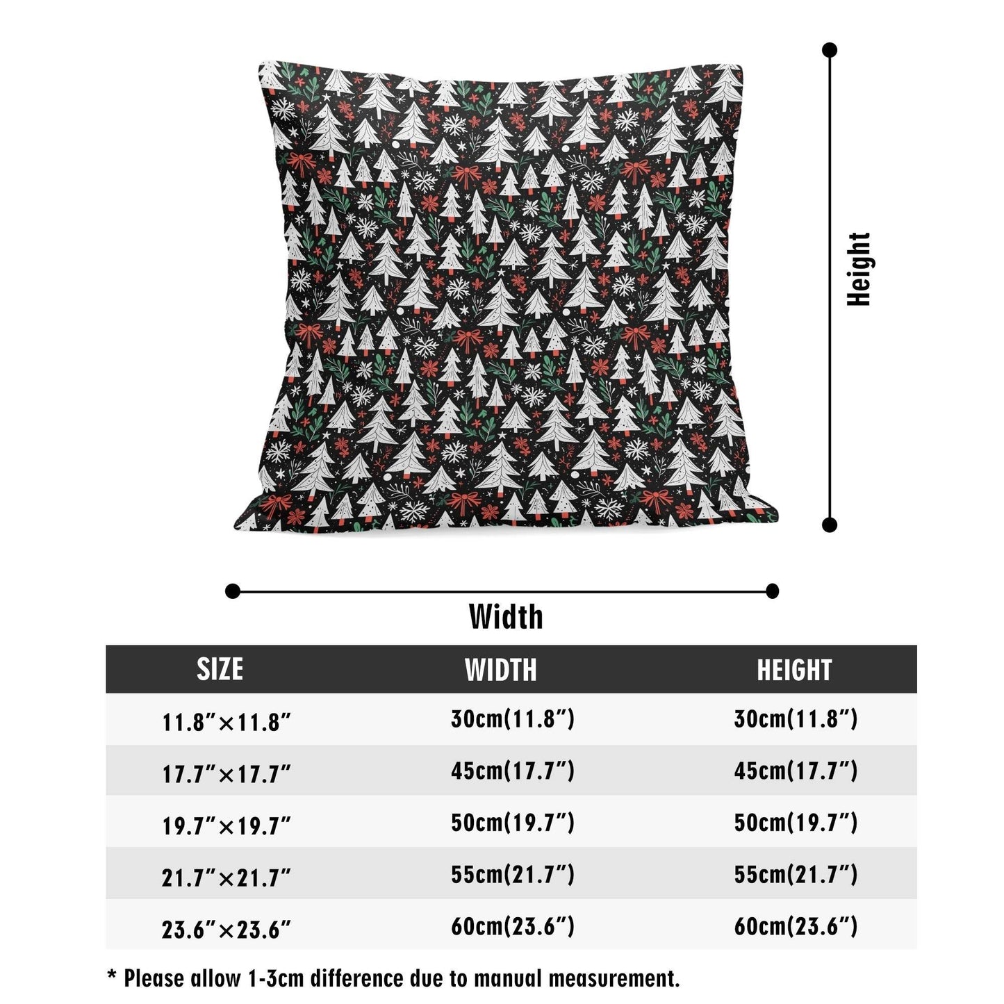 Christmas Trees Peach Velvet 4 Pcs Square Pillow Case Covers (5 sizes) - DeRose Seasonal