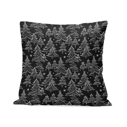 Black and White Trees Peach Velvet 4 Pcs Square Pillow Case Covers (5 sizes) - DeRose Seasonal