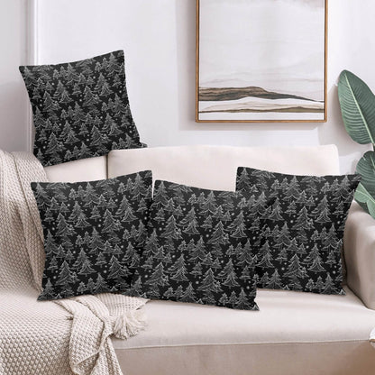 Black and White Trees Peach Velvet 4 Pcs Square Pillow Case Covers (5 sizes) - DeRose Seasonal