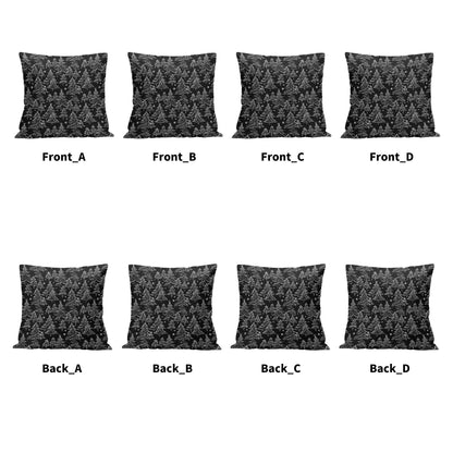 Black and White Trees Peach Velvet 4 Pcs Square Pillow Case Covers (5 sizes) - DeRose Seasonal