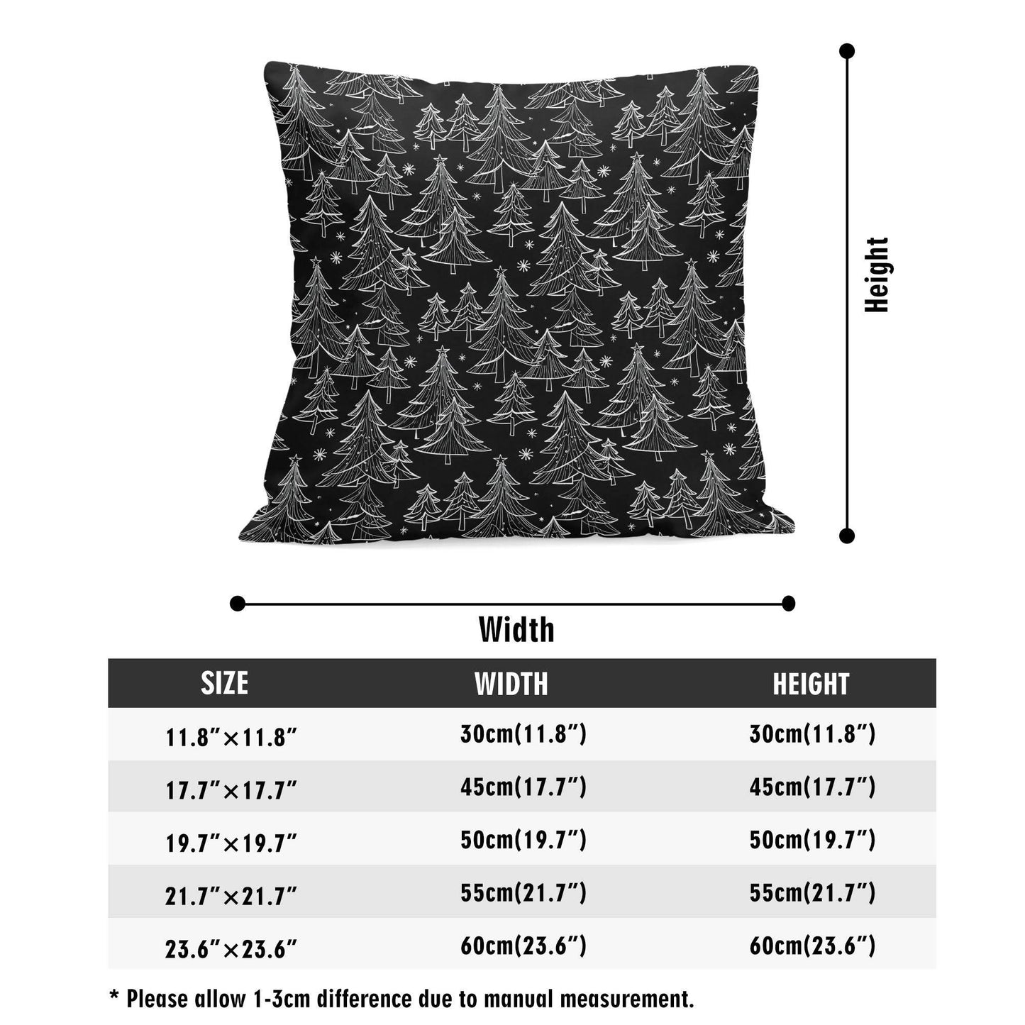 Black and White Trees Peach Velvet 4 Pcs Square Pillow Case Covers (5 sizes) - DeRose Seasonal