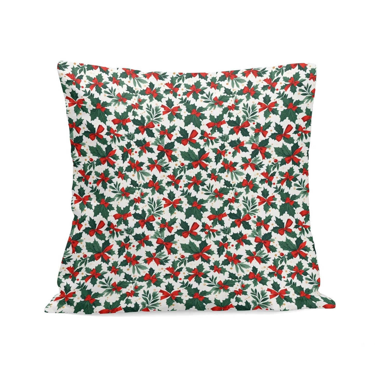 Holly Bows Peach Velvet 4 Pcs Square Pillow Case Covers (5 sizes) - DeRose Seasonal