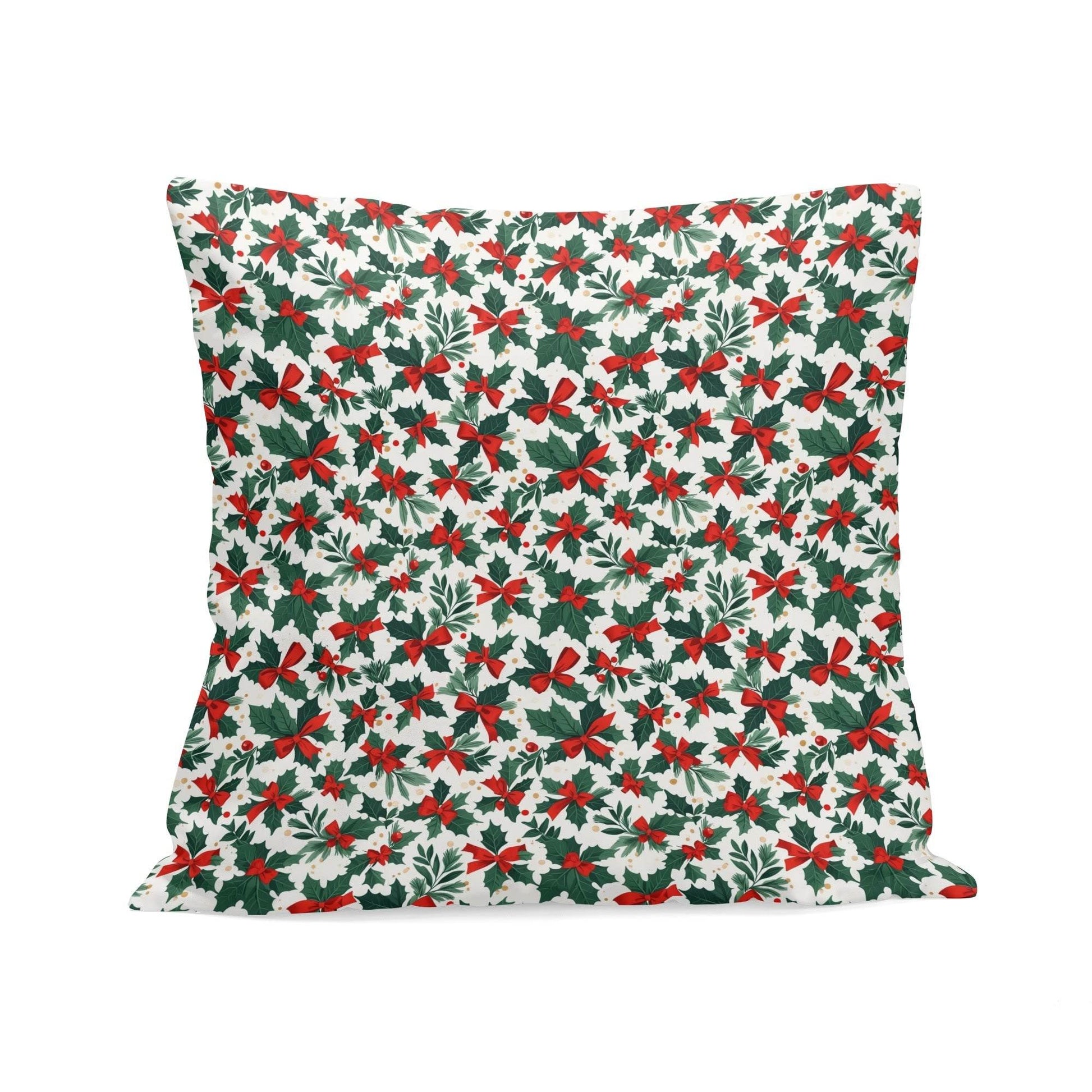 Holly Bows Peach Velvet 4 Pcs Square Pillow Case Covers (5 sizes) - DeRose Seasonal
