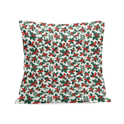 Holly Bows Peach Velvet 4 Pcs Square Pillow Case Covers (5 sizes) - DeRose Seasonal