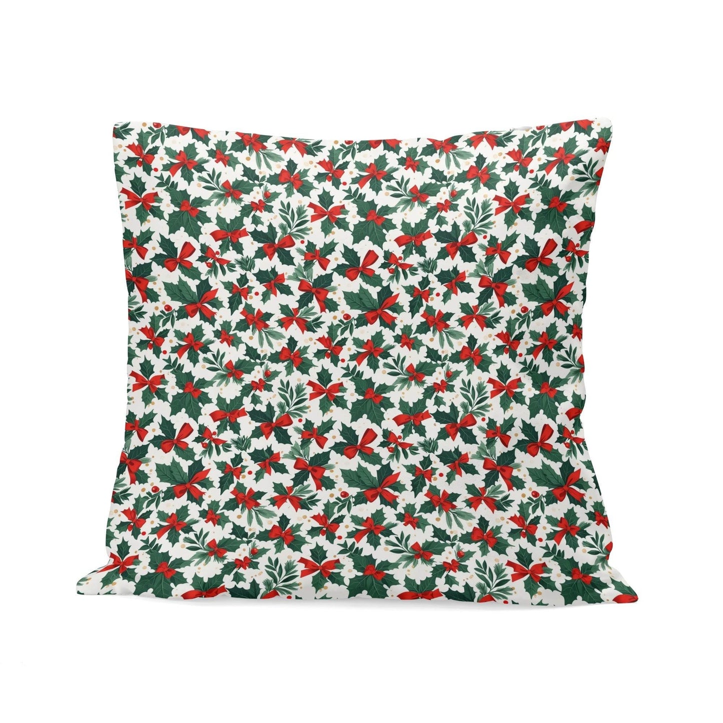 Holly Bows Peach Velvet 4 Pcs Square Pillow Case Covers (5 sizes) - DeRose Seasonal