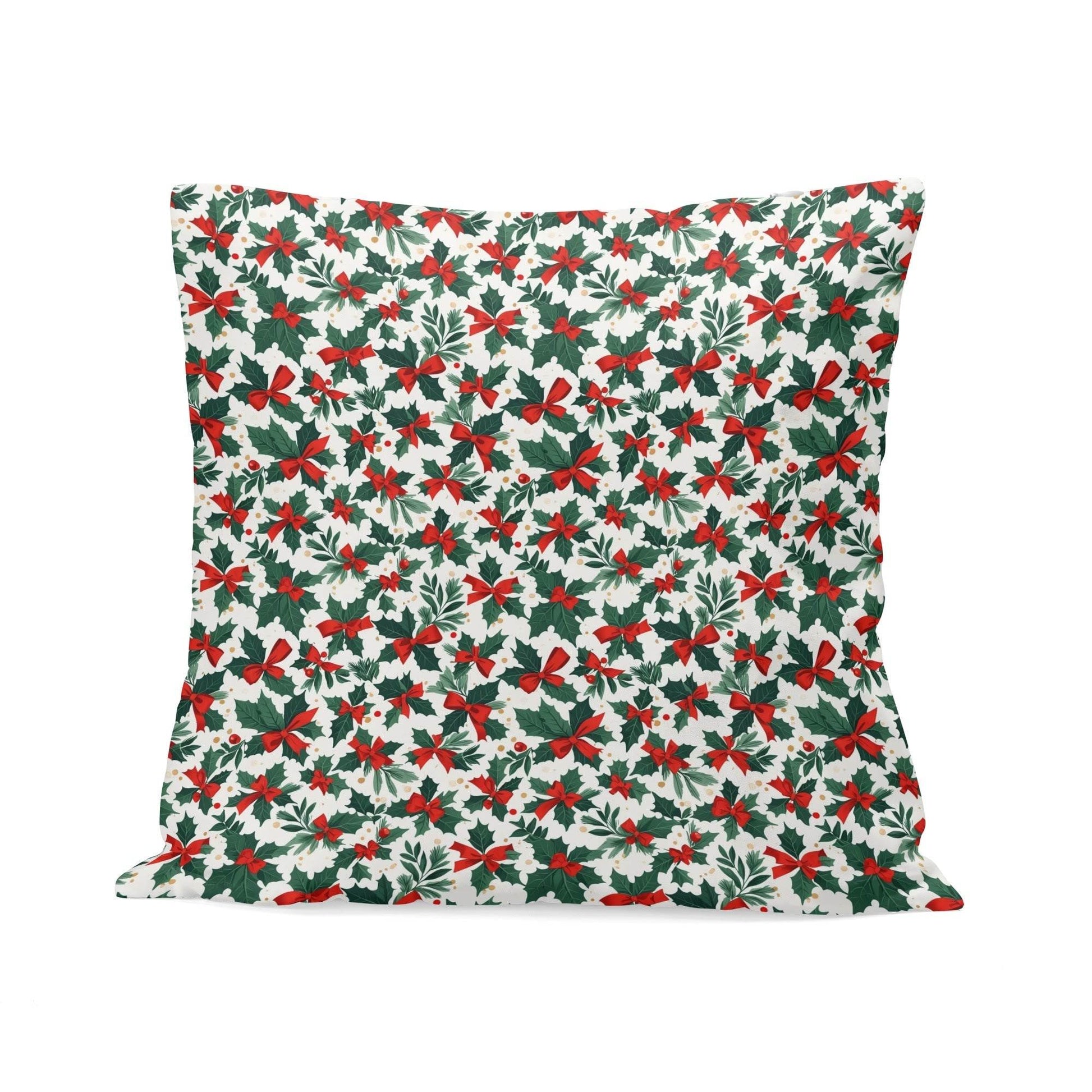 Holly Bows Peach Velvet 4 Pcs Square Pillow Case Covers (5 sizes) - DeRose Seasonal